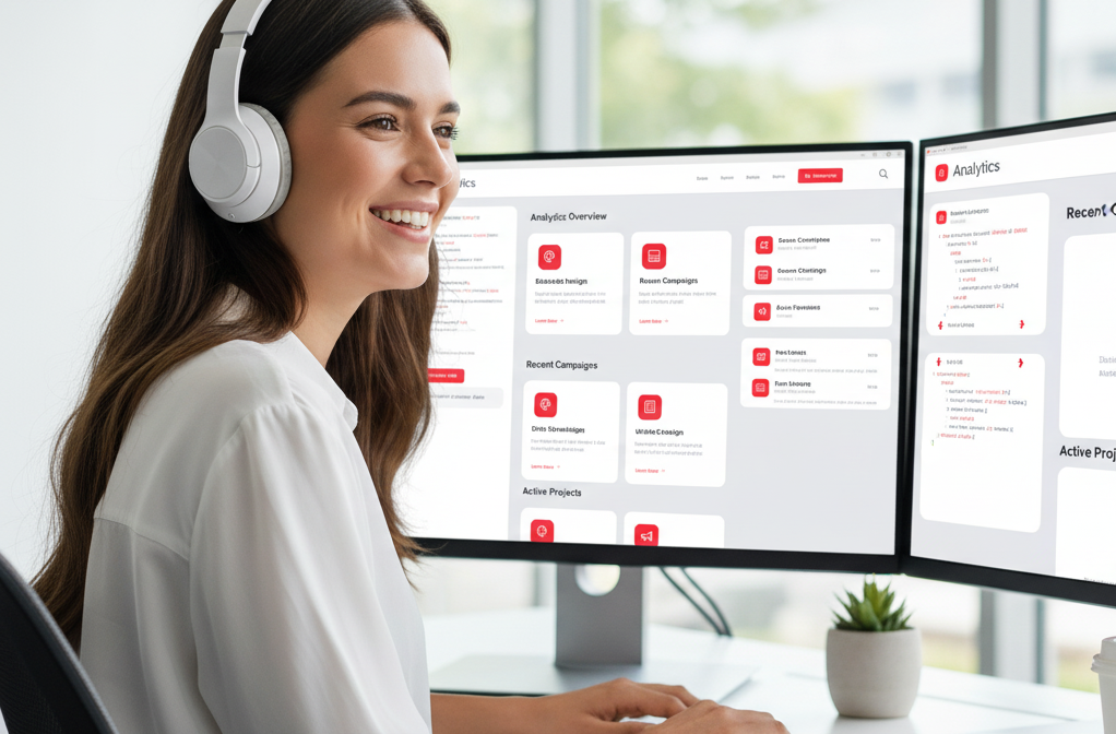 Modern office with a team working